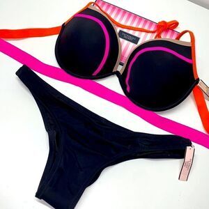 🔥🏖VICTORIA SECRET SWIMSUIT hottie halter push-up    //itsy bottom New 34DD/L
